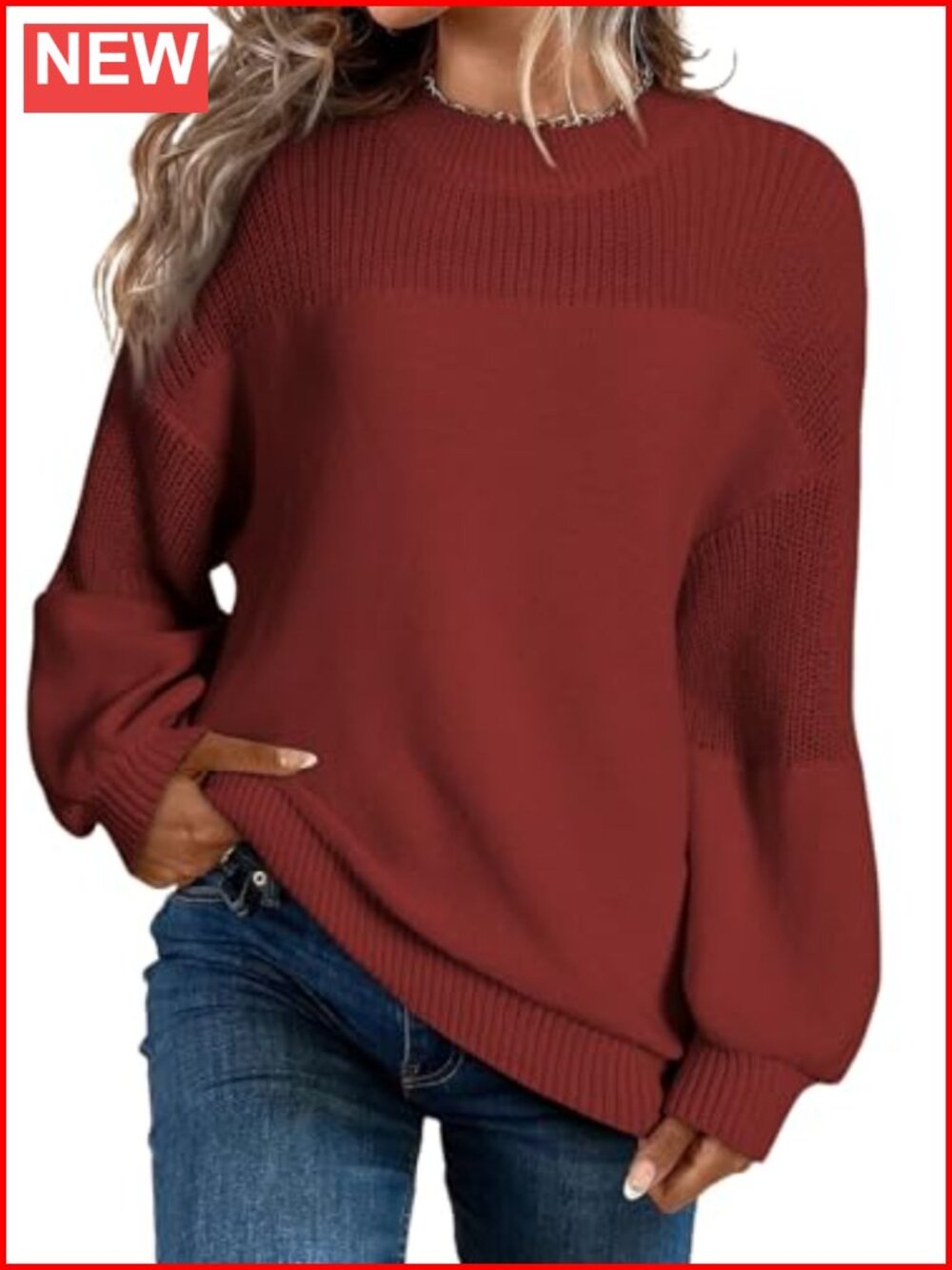 Oversized Long Sleeve Crewneck Pullover Sweater